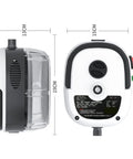 Handheld Steam Cleaner With Extended Nozzle, 2500W 3BAR High Pressure, device dimensions 13x19cm, shown from side and top view