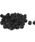 Pile of M6 x 6mm Hex Socket Cup Point Grub Screws Black Oxide 12.9 Alloy Steel 50 Pack in a scattered arrangement.