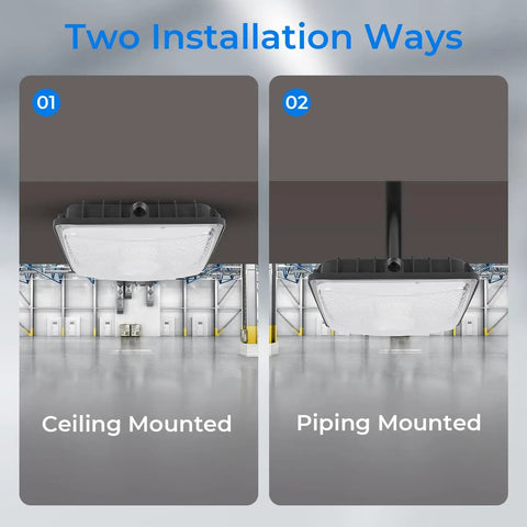 40W LED Canopy Light 5600LM Daylight 5000K IP65 Waterproof 120-277V UL Listed ceiling and piping mounted options