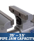 Rock Solid 6 Inch Heavy Duty Bench Vise Packing 9900 Lb Bite With Durable Steel Rails for secure pipe work jaw capacity .25" – 3.5".