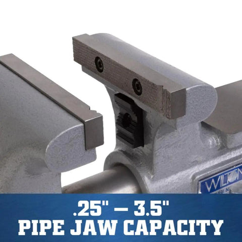 Rock Solid 6 Inch Heavy Duty Bench Vise Packing 9900 Lb Bite With Durable Steel Rails for secure pipe work jaw capacity .25" – 3.5".
