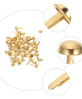 Close-up of 100 Piece Decorative Tacks And Miniature Nails For DIY Crafting, featuring golden finish and durable design for various projects.