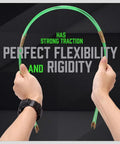 Hands bending 11 Ft Fiberglass Electrical Fish Tape Kit With Coaxial Cable, Glow Rods, Brass Connectors, Magnetic Link, And Push Pull Rods