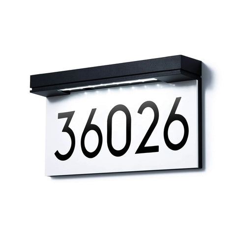 Solar Powered Address Plaque With LED Illumination, Waterproof Outdoor House Number Sign, 6000K Daylight White LEDs, Easy Mount