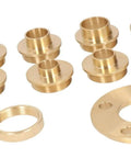 Heavy Duty Brass Router Guide Bushing Kit Featuring Snug Lock Nuts And Multiple Precision Adapters For Effortless Hinge Routing And Dead Smooth Dovetail Work A Killer Shop Staple, 11 piece brass adapters.