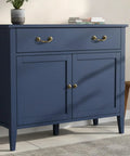 Blue cabinet with Two Piece Vintage Drop Bail Dresser Handles, Bronze Antique Cabinet Pulls For Cabinets And Dressers, 4.9 Inch Length