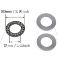 Heavy Duty Thrust Needle Roller Bearing Set With Two Washers, ID 75mm, OD 100mm, 4mm Wide, diagram showing dimensions