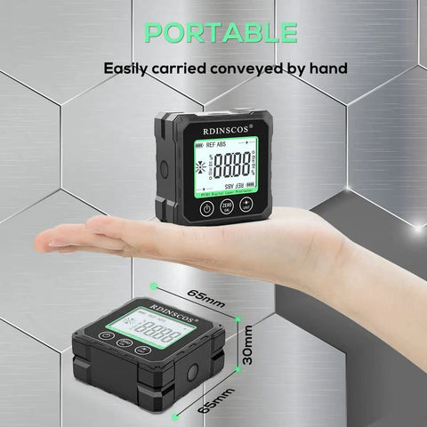 Rechargeable Magnetic Angle Finder With 0.01 Degree Resolution And 0.2 Degree Accuracy For DIY And Pro Woodworking Plumbing And Metalwork Ready To Roll Out Of The Box For Easy Leveling And Precision Angle Setup, 65mm portable digital gauge