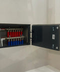 Straight Shot Invisible Access Panel For Drywall Recessed Plumbing Cover Smooth Flush Mount Heavy Duty Steel Frame moisture blocking, open view of plumbing.