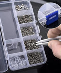 Glasses Repair Kit 500 Pieces With Assorted Screws, Nose Pads, Mini Screwdrivers, Tweezers, Cleaning Cloth And Case