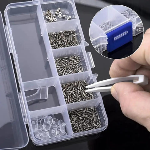 Glasses Repair Kit 500 Pieces With Assorted Screws, Nose Pads, Mini Screwdrivers, Tweezers, Cleaning Cloth And Case