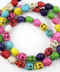 Pack Of 50 Mixed Color Turquoise Skull Head Spacer Beads For DIY Jewelry Making And Crafting, Loose Charm Beads Display