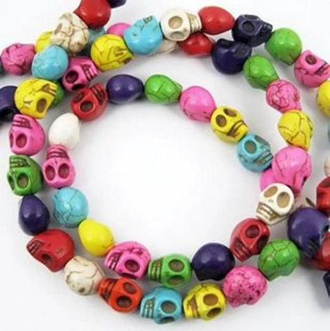 Pack Of 50 Mixed Color Turquoise Skull Head Spacer Beads For DIY Jewelry Making And Crafting, Loose Charm Beads Display