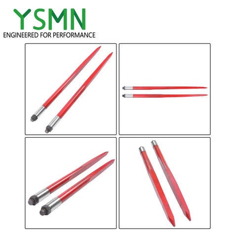 Beefy 43 Inch Hay Bale Spear Set, 3000 Lb Capacity, Heavy Duty Spring Steel, Replacement Attachment For Tractors, Loaders, Cranes, Telehandlers