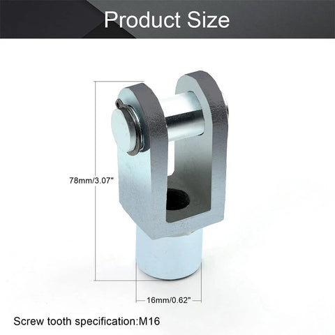 Air Cylinder Rod Clevis End Y Connector 78mm Length M16x1.5 Female Thread Iron Joint For Pneumatic Cylinders Fits 63mm Bore Inner Gap 16mm Durable Easy Install Built Tough, 78mm size shown