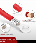 Heavy Duty 6 AWG 20 Inch Battery Power Inverter Cables Set With Tin Plated Copper Terminals And Three Eighth Inch Lugs