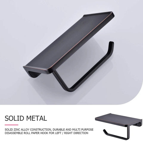 Oil Rubbed Bronze Wall Mount Toilet Paper Holder With Built In Phone Shelf And Storage Super Handy Dispenser Removable