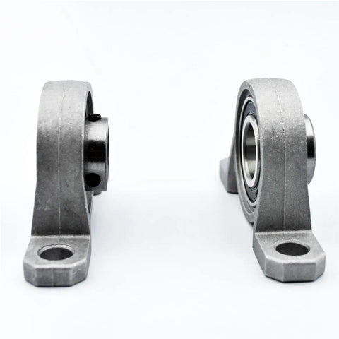 Badass 4 Pc Set Of KP004 Pillow Block Bearings With 20mm Bore Housing Solid Zinc Alloy And Steel Insert Self Aligning Design For Shafts That Provide Heavy Duty Durability To Run Your Machines Smoothly Every Day Without Zero Hiccups Or Glitches Now. 20mm zinc alloy pillow block bearings with steel insert, shown pair front view