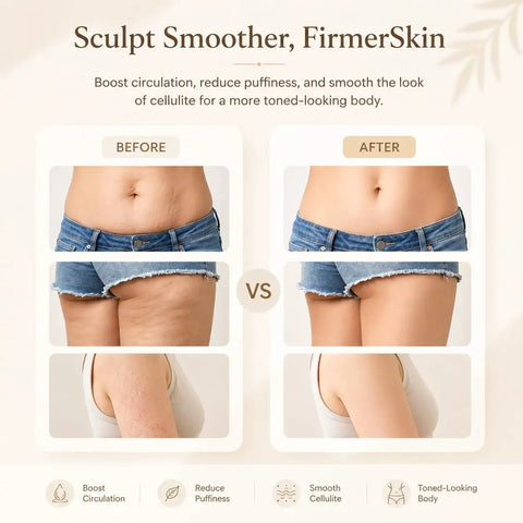 Before and after results using 4 in 1 Lymphatic Drainage Massager With Heat Red Light Vibration And Microcurrent for cellulite reduction