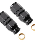 8AN Female Flare To Half Inch Hardline Compression Fitting Adapter Straight Aluminum Black Pack Of 2 With Brass Ferrule