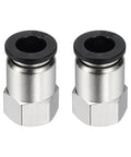 Two Pack Push To Connect Pneumatic Fittings For Three Eighths Inch OD Tubing One Eighth NPT Nickel Plated Brass Straight Female Adapter Air Line Quick Connect For Pneumatic Systems Black