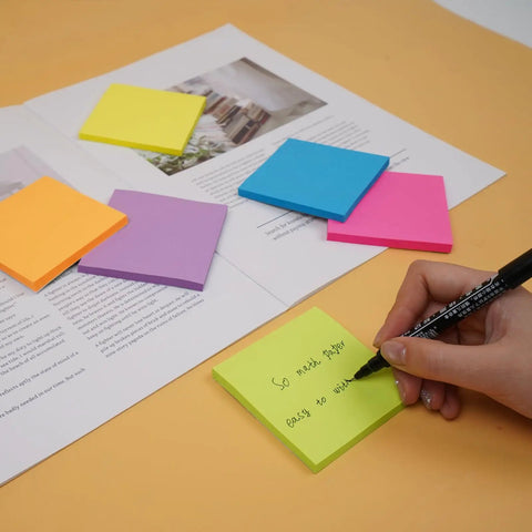 Writing on 24 Pack 3x3 Inch Sticky Notes In Bright Colors Self Stick Pads For Home Office And Notebook Use With Strong Adhesive