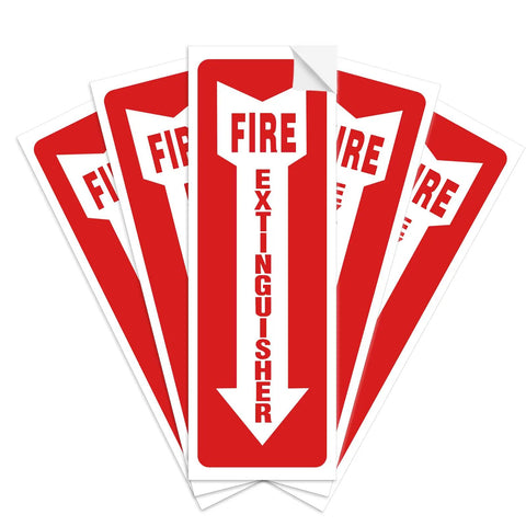 Fire Extinguisher Stickers 4x12 Inch Pack Of 5 Signs With Arrows For Quick Emergency Locate At Home Office School And Hospital No