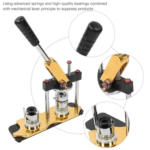 25 Millimeter Button Making Press With Grippy Handle And Smooth Rotary Action Including Three Durable Aluminum Molds Plus One Thousand Pieces Hardware Bundle Zero Hassle Setup Ready To Roll Right Out Of The Box
