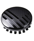 Chevrolet Blackout USA Flag Wheel Center Cap Set, 83mm Outer Diameter, 73mm Inner, front view with flag design