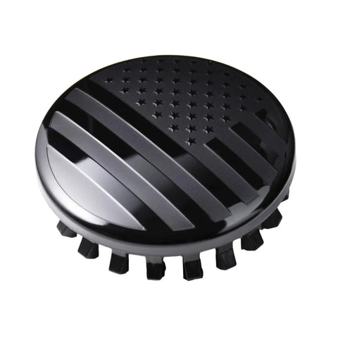 Chevrolet Blackout USA Flag Wheel Center Cap Set, 83mm Outer Diameter, 73mm Inner, front view with flag design