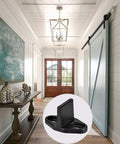 Barn Door Floor Guide 2 Pack, Sliding Door Bottom Guide Floor Mount, Concealed T Shape Guide in matte black in hallway