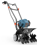Beast 46cc 4 Cycle Gas Powered Tiller Cultivator With Full Crank Engine, 15 Inch Tilling Width, side view, foldable handles