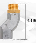One Inch NPT Fuel Hose Swivel 2 Pack 360 Degree Rotating Connector For Fuel Transfer Pumps And Nozzles Beefy Zinc Alloy Leakproof Rust And Heat Resistant Multiplane Swivel For Smooth Fueling, 4.3in side view