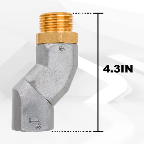 One Inch NPT Fuel Hose Swivel 2 Pack 360 Degree Rotating Connector For Fuel Transfer Pumps And Nozzles Beefy Zinc Alloy Leakproof Rust And Heat Resistant Multiplane Swivel For Smooth Fueling, 4.3in side view