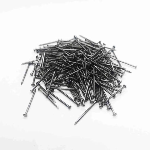 Black Round Head Decorative Nail Set For Dollhouses And Furniture, 25mm Miniature Wood Screws, Old School Antique Black Iron Finish, Flat Head