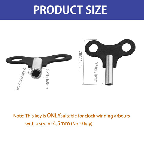 Two Pack Antique Clock Winding Key Kit For Wall Clocks And Alarm Clocks Includes 4.5 mm And 0.177 Inch Square Hole Keys
