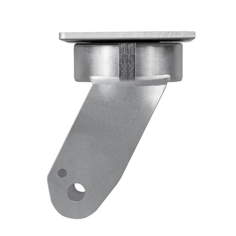 Ultra Tough Extra Thickened Galvanized Steel Six By Two Inch Caster Yoke 2500 Lbs Load Rating Swivel Fork Replacement side view