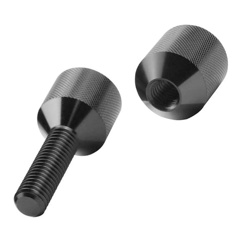 Heavy Duty Aluminum Flange Locating Pin Set Two Hole 1-18 Inch Precision Alignment Knurled Black Pins For Stable Mechanical Assembly Installation - close-up of black knurled aluminum pins.