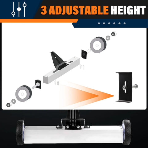 Heavy Duty 45 Pound Magnetic Nail Sweeper With Rollin Wheels Telescopic 17 Inch Broom Large Nail Finder Magnet Tool For Yard Cleanup Quick Nail Pickup Pro Grade Adjustable Handle For Home Projects