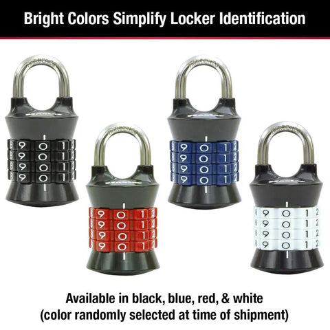 Set Your Own Four Digit Combination Lock For Gym And School Lockers Indoor Padlock With Zinc Body in black, blue, red, white