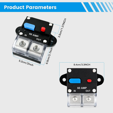 Badass 100 Amp Circuit Breaker For Marine Boats Trolling Motors And ATV 12V Through 48V DC IP67 Sealed Housing, 60A block