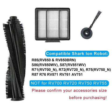 Replacement Parts Kit For Shark ION Robot AV751 AV752 AV753 S87 R85 RV850 Vacuum Cleaner Accessories shown: main brush, filter, side brush.