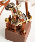 Close-up of Da Vinci Flapping Wing DIY Model Kit 3D Metal Wind Up Ornithopter Battery Free Mechanical Flying Machine components