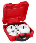 Heavy Duty 28 Pc Professional Hole Saw Kit With Bi Metal Cobalt Steel For Fast Drilling And Super Long Durability In Concrete Wood And Metal Jobs, red case open