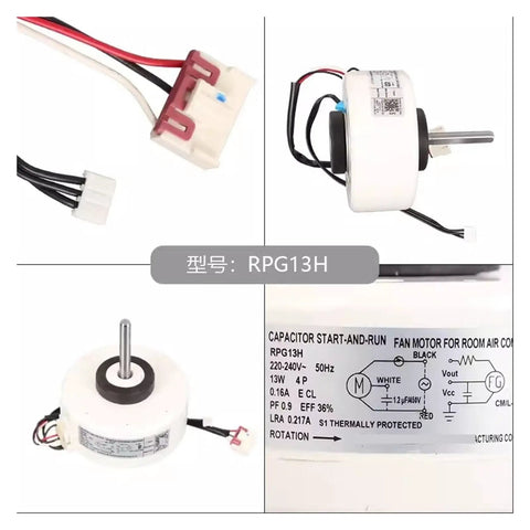 Brushless DC Air Conditioner Fan Motor RPG13H YKFG-13-4-38L-4 Replacement for AC Units shown in detailed views