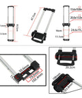 Adjustable Aluminum Telescopic Luggage Handle Replacement For Suitcases Built To Last Grab And Go Travel Accessory With Easy Grip 93.5 Cm By 16 Cm Black Finish, black aluminum handle with dimensions shown