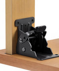 Heavy Duty 16 Pack Cold Rolled Steel Brackets, 90 Degree Self Locking Hinges With Screws, side view of hinge for tables.