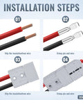 Installation steps for No Fuss Heavy Duty 2 Gauge Battery Cable Connector Kit With Quick Connect Disconnect Plugs.