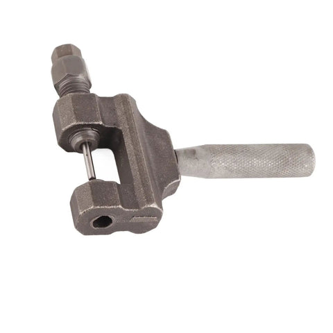 Universal Chain Breaker Tool for 420 to 530 Roller Chains shown with breaker head and handle, steel material.