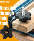 T Track Knob Kit Set With Five Star Knobs, 1/4-20 Threaded Bolts And Washers for Woodworking Jigs on T-slot track.